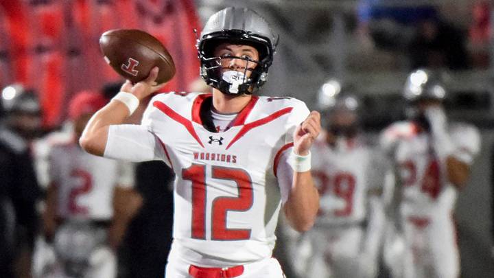 Thompson's quarterback Trent Seaborn (12) will look to lead the Warriors to another state championship in 2026. Thompson's quarterback Trent Seaborn (12) will look to lead the Warriors to another state championship in 2026.
