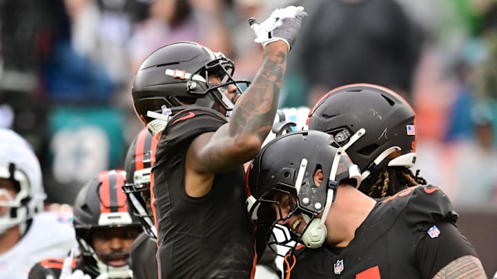 Cleveland Browns cornerback Tyson Campbell, left, with teammate Mason Graham Cleveland Browns cornerback Tyson Campbell, left, with teammate Mason Graham