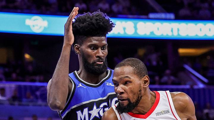 Houston Rockets forward Kevin Durant is fouled by Orlando Magic forward Jonathan Isaac. Houston Rockets forward Kevin Durant is fouled by Orlando Magic forward Jonathan Isaac.