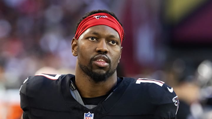 Atlanta Falcons linebacker Arnold Ebiketie against the Arizona Cardinals Atlanta Falcons linebacker Arnold Ebiketie against the Arizona Cardinals