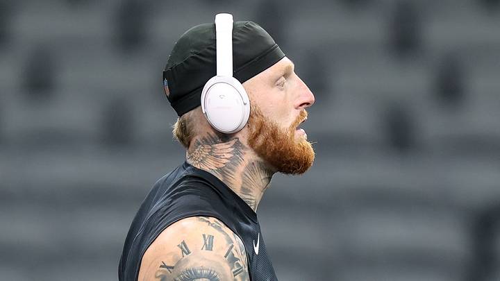 Oct 18, 2026; Paradise, Nevada, USA;  Las Vegas Raiders defensive end Maxx Crosby (98) warms up before the start of the game against the Buffalo Bills at Allegiant Stadium.  Mandatory Credit: Christopher Trim-Imagn Images