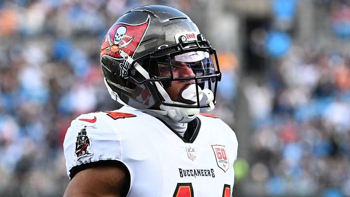 Dec 21, 2025; Charlotte, North Carolina, USA; Tampa Bay Buccaneers running back Sean Tucker (44) on the field in the third quarter at Bank of America Stadium. Mandatory Credit: Bob Donnan-Imagn Images