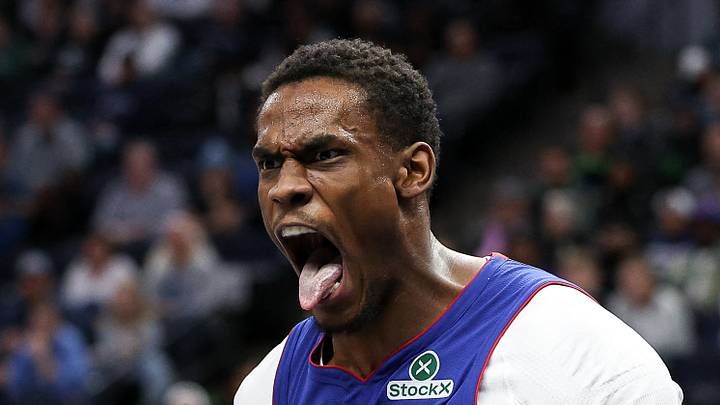 Detroit Pistons center Jalen Duren (0) celebrates his dunk against the Minnesota Timberwolves during the second quarter at Target Center on March 30, 2025.