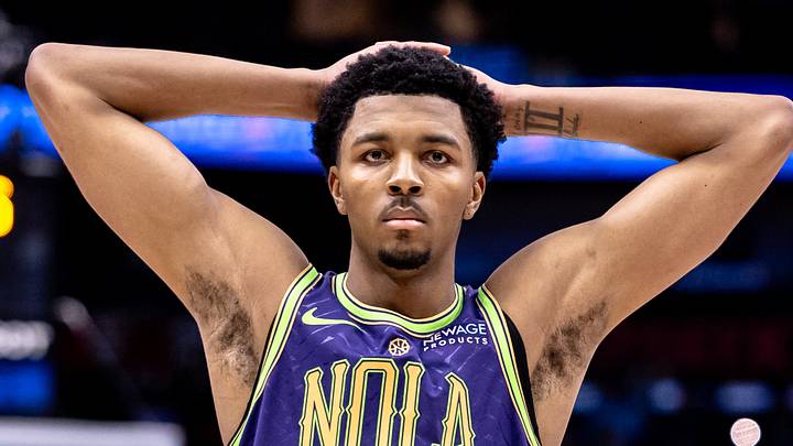 Dec 30, 2024; New Orleans, Louisiana, USA; New Orleans Pelicans guard Trey Murphy III (25) reacts to a foul called against the LA Clippers during the second half at Smoothie King Center. Mandatory Credit: Stephen Lew-Imagn Images Dec 30, 2024; New Orleans, Louisiana, USA; New Orleans Pelicans guard Trey Murphy III (25) reacts to a foul called against the LA Clippers during the second half at Smoothie King Center. Mandatory Credit: Stephen Lew-Imagn Images