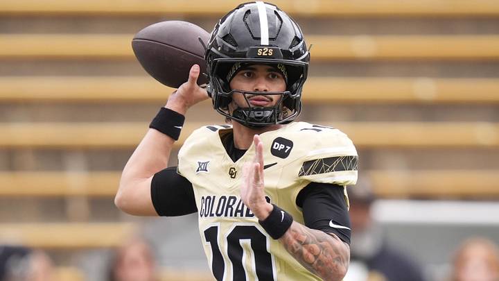 Apr 11, 2026; Boulder, CO, USA; Colorado Buffaloes quarterback Julian Lewis (10) prepares to pass the ball during the spring game at Folsom Field. Mandatory Credit: Ron Chenoy-Imagn Images
