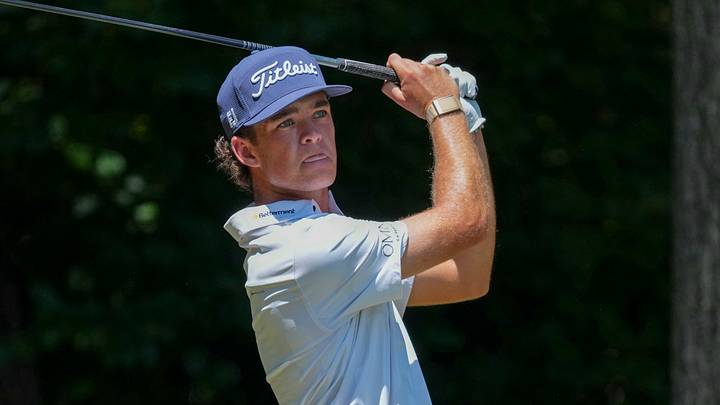 Jackson Koivun during the final round of the 2026 Wyndham Championship; Jim Dedmon