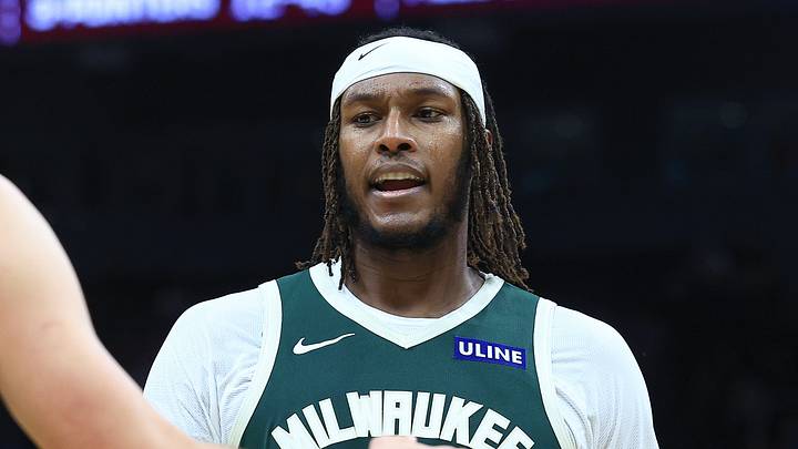 Oct 23, 2026; Milwaukee, WI, USA;  Milwaukee Bucks center Myles Turner (3) celebrates with forward Jaime Jaquez Jr. (24) during a stoppage in play in the fourth quarter against the Chicago Bulls at Fiserv Forum.  Mandatory Credit: Brad Repplinger-Imagn Images