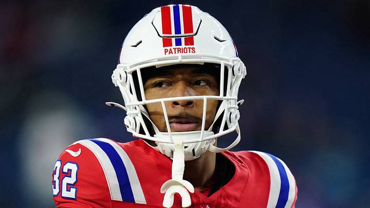 Dec 1, 2025; Foxborough, Massachusetts, USA; New England Patriots running back TreVeyon Henderson (32) warms up prior to the game against the New York Giants at Gillette Stadium. Mandatory Credit: David Butler II-Imagn Images