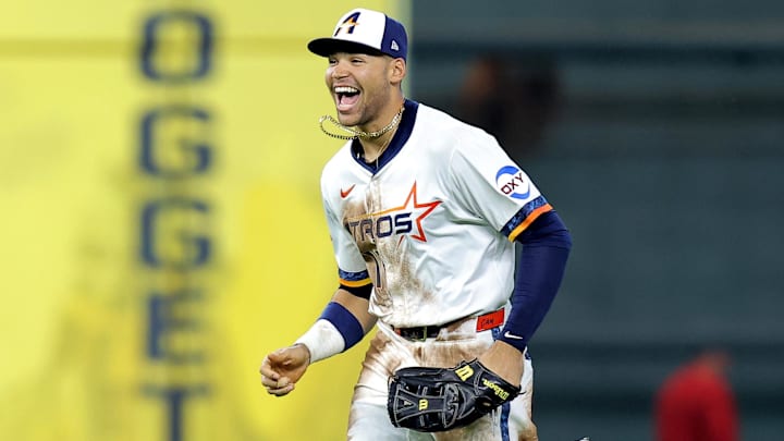 Houston Astros right fielder Cam Smith (11) reacts after the final out of the game. 