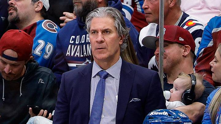 Apr 9, 2026; Denver, Colorado, USA; Colorado Avalanche head coach Jared Bednar in the third period against the Calgary Flames at Ball Arena. Mandatory Credit: Isaiah J. Downing-Imagn Images