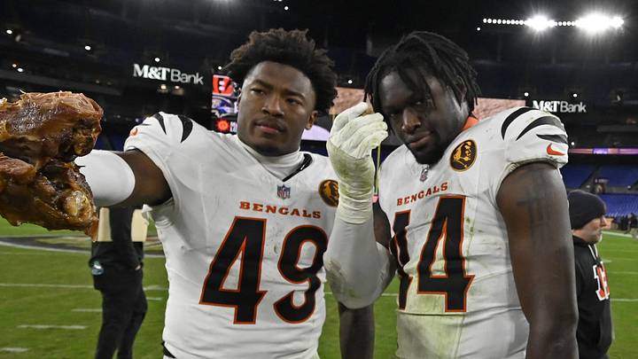 Nov 27, 2025; Baltimore, Maryland, USA; Cincinnati Bengals linebacker Barrett Carter (49) reacts after the game at M&T Bank Stadium. Mandatory Credit: Tommy Gilligan-Imagn Images Nov 27, 2025; Baltimore, Maryland, USA; Cincinnati Bengals linebacker Barrett Carter (49) reacts after the game at M&T Bank Stadium. Mandatory Credit: Tommy Gilligan-Imagn Images