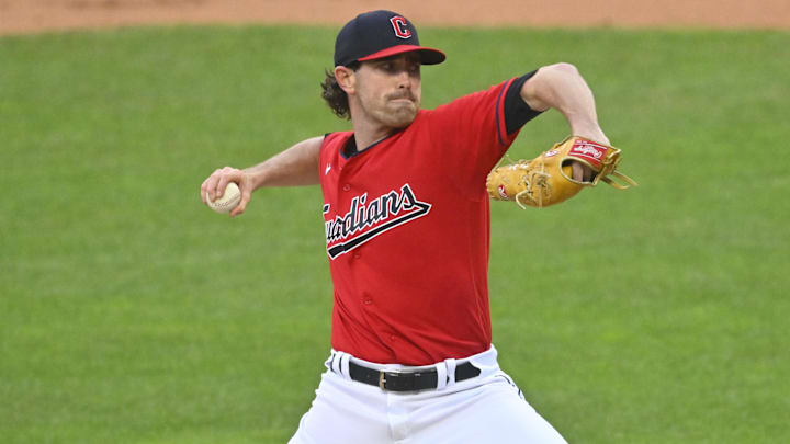 Sep 27, 2022; Cleveland, Ohio, USA; Cleveland Guardians starting pitcher Shane Bieber (57) delivers a pitch in the second inning against the Tampa Bay Rays at Progressive Field. Mandatory Credit: David Richard-Imagn Images Sep 27, 2022; Cleveland, Ohio, USA; Cleveland Guardians starting pitcher Shane Bieber (57) delivers a pitch in the second inning against the Tampa Bay Rays at Progressive Field. Mandatory Credit: David Richard-Imagn Images