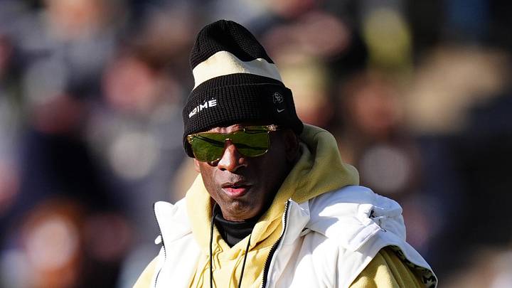 Nov 29, 2024; Boulder, Colorado, USA; Colorado Buffaloes head coach Deion Sanders before the game against the Oklahoma State Cowboys at Folsom Field. Mandatory Credit: Ron Chenoy-Imagn Images