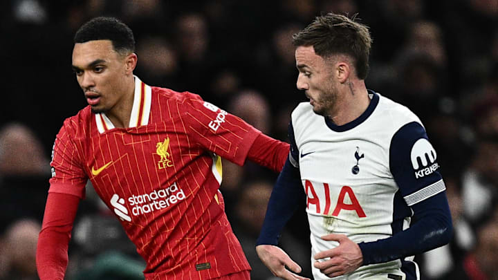 Trent Alexander-Arnold (left) and James Maddison will likely start for Liverpool and Tottenham in their match on Sunday.