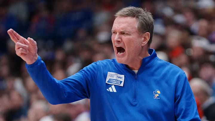 Kansas Jayhawks coach Bill Self against BYU Cougars inside Allen Fieldhouse on Jan. 31, 2026.
