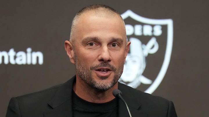 Feb 10, 2026; Henderson, NV, USA; Las Vegas Raiders general manager John Spytek at press conference at Intermountain Health Performance Center. Mandatory Credit: Kirby Lee-Imagn Images