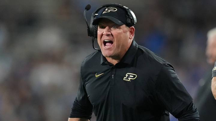 Purdue Boilermakers head coach Barry Odom reacts to a call. Purdue Boilermakers head coach Barry Odom reacts to a call.