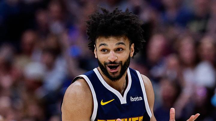 Mar 25, 2026; Denver, Colorado, USA; Denver Nuggets guard Jamal Murray (27) reacts after a play in the third quarter against the Dallas Mavericks at Ball Arena. Mandatory Credit: Isaiah J. Downing-Imagn Images