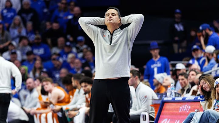 Texas Longhorns head coach Sean Miller reacts to the action during the second half against the Kentucky Wildcats at Rupp Arena at Central Bank Center. 
