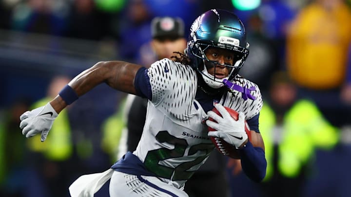 Dec 18, 2025; Seattle, Washington, USA; Seattle Seahawks wide receiver Rashid Shaheed (22) returns a punt for a touchdown against the Los Angeles Rams in the second half at Lumen Field.