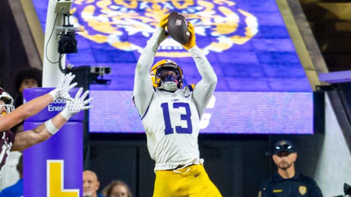 Safety AJ Haulcy 13 interception as LSU Tigers take on the Texas A&M Aggies.
