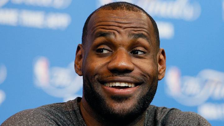 Jun 6, 2014; San Antonio, TX, USA; Miami Heat forward LeBron James smiles as he answers questions during a news conference at Spurs Practice Facility. Mandatory Credit: Soobum Im-USA TODAY Sports Jun 6, 2014; San Antonio, TX, USA; Miami Heat forward LeBron James smiles as he answers questions during a news conference at Spurs Practice Facility. Mandatory Credit: Soobum Im-USA TODAY Sports