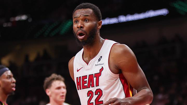Miami Heat forward Andrew Wiggins (22) reacts (Mandatory Credit: Brett Davis-Imagn Images)