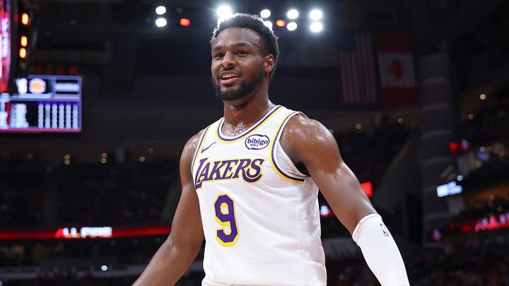 Apr 26, 2026; Houston, Texas, USA; Los Angeles Lakers guard Bronny James (9) reacts after a play during the fourth quarter against the Houston Rockets during game four of the first round of the 2026 NBA Playoffs at Toyota Center. Mandatory Credit: Troy Taormina-Imagn Images Apr 26, 2026; Houston, Texas, USA; Los Angeles Lakers guard Bronny James (9) reacts after a play during the fourth quarter against the Houston Rockets during game four of the first round of the 2026 NBA Playoffs at Toyota Center. Mandatory Credit: Troy Taormina-Imagn Images
