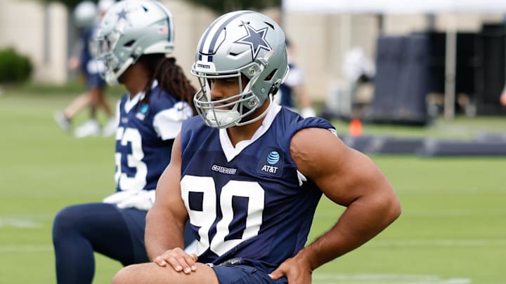 Dallas Cowboys defensive tackle Solomon Thomas goes through a drill during practice at the Ford Center at the Star Dallas Cowboys defensive tackle Solomon Thomas goes through a drill during practice at the Ford Center at the Star