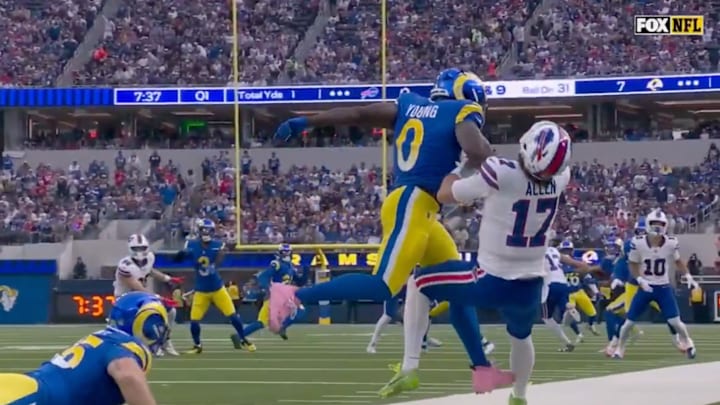 Josh Allen took a big hit along the sideline against the Rams.