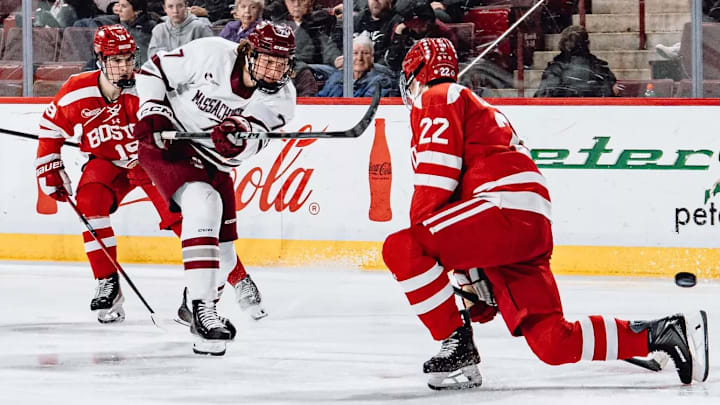 Massachusetts, here during a 1-0 loss to Boston University, isn't the only team in Hockey East that's been off the mark this season. 