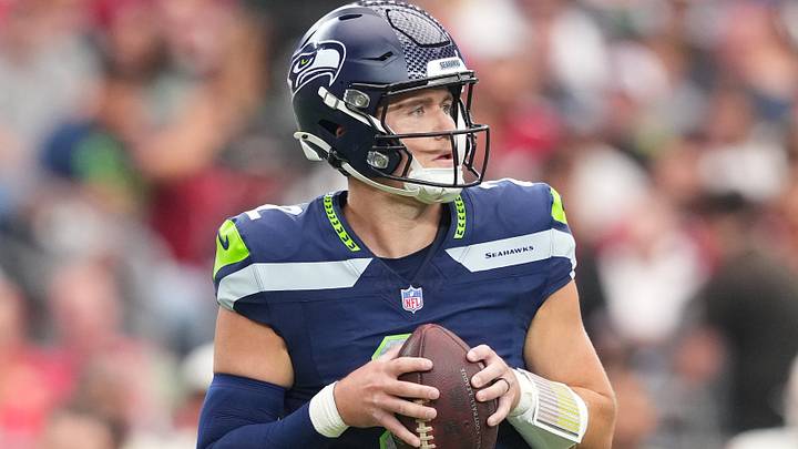 Seattle Seahawks QB Drew Lock looks to throw in the second quarter against the Arizona Cardinalsat State Farm Stadium. 
