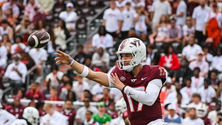 Sep 12, 2026; Blacksburg, Va.; Virginia Tech quarterback Ethan Grunkemeyer (17) throws a pass against Old Dominion. Sep 12, 2026; Blacksburg, Va.; Virginia Tech quarterback Ethan Grunkemeyer (17) throws a pass against Old Dominion.