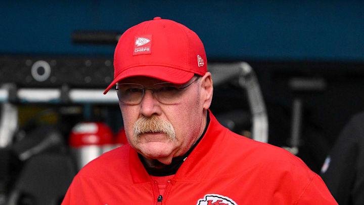 Kansas City Chiefs head coach Andy Reid walks to the field Kansas City Chiefs head coach Andy Reid walks to the field