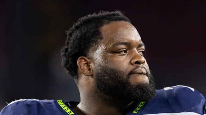Seattle Seahawks guard Anthony Bradford looks on Seattle Seahawks guard Anthony Bradford looks on