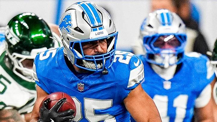 Detroit Lions running back Jacob Saylors 