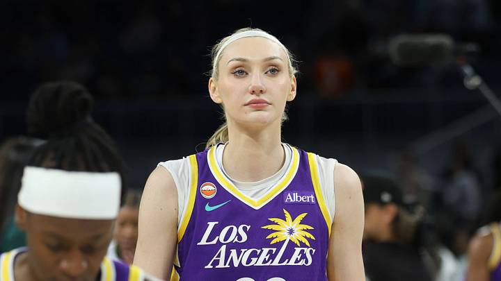 Cameron Brink walks off the court after a Los Angeles Sparks game. Cameron Brink walks off the court after a Los Angeles Sparks game.