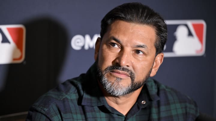 Dec 9, 2024; Dallas, TX, USA; Washington Nationals managerDave Martinez speaks with the media at the Hilton Anatole during the 2024 MLB Winter Meetings