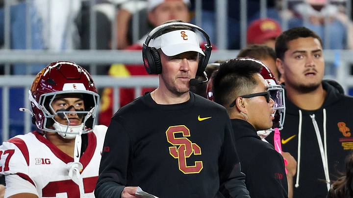 Oct 10, 2026; University Park, Pennsylvania, USA; Southern California Trojans head coach Lincoln Riley looks on from the sideline during the first quarter against the Penn State Nittany Lions at West Shore Home Field at Beaver Stadium. Mandatory Credit: Matthew O'Haren-Imagn Images Oct 10, 2026; University Park, Pennsylvania, USA; Southern California Trojans head coach Lincoln Riley looks on from the sideline during the first quarter against the Penn State Nittany Lions at West Shore Home Field at Beaver Stadium. Mandatory Credit: Matthew O'Haren-Imagn Images