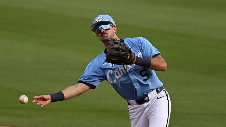 May 30, 2026; Chapel Hill, NC, USA; North Carolina Tar Heels infielder Gavin Gallaher (5) throws to first during game 4 of the Chapel Hill Regional at Boshamer Stadium. Mandatory Credit: William Howard-Imagn Images May 30, 2026; Chapel Hill, NC, USA; North Carolina Tar Heels infielder Gavin Gallaher (5) throws to first during game 4 of the Chapel Hill Regional at Boshamer Stadium. Mandatory Credit: William Howard-Imagn Images