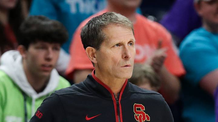 Feb 8, 2026; University Park, Pennsylvania, USA; Southern California Trojans head coach Eric Musselman looks on from the bench during the second half against the Penn State Nittany Lions at Bryce Jordan Center. Mandatory Credit: Matthew O'Haren-Imagn Images Feb 8, 2026; University Park, Pennsylvania, USA; Southern California Trojans head coach Eric Musselman looks on from the bench during the second half against the Penn State Nittany Lions at Bryce Jordan Center. Mandatory Credit: Matthew O'Haren-Imagn Images