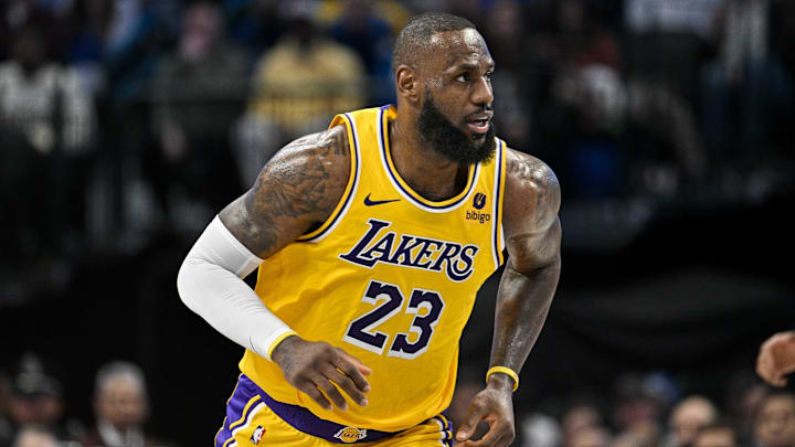 Dec 12, 2023; Dallas, Texas, USA; Los Angeles Lakers forward LeBron James (23) in action during the game between the Dallas Mavericks and the Los Angeles Lakers at the American Airlines Center. Mandatory Credit: Jerome Miron-Imagn Images Dec 12, 2023; Dallas, Texas, USA; Los Angeles Lakers forward LeBron James (23) in action during the game between the Dallas Mavericks and the Los Angeles Lakers at the American Airlines Center. Mandatory Credit: Jerome Miron-Imagn Images