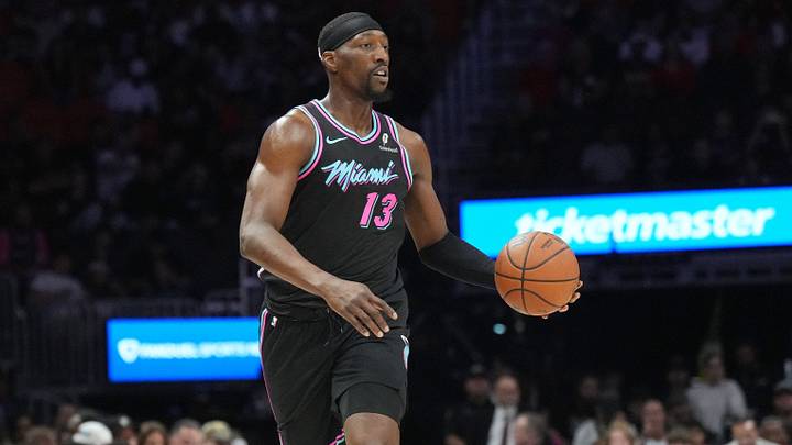 Apr 4, 2026; Miami, Florida, USA; Miami Heat center Bam Adebayo (13) brings the ball up the court against the Washington Wizards during the first half at Kaseya Center. Mandatory Credit: Jim Rassol-Imagn Images Apr 4, 2026; Miami, Florida, USA; Miami Heat center Bam Adebayo (13) brings the ball up the court against the Washington Wizards during the first half at Kaseya Center. Mandatory Credit: Jim Rassol-Imagn Images