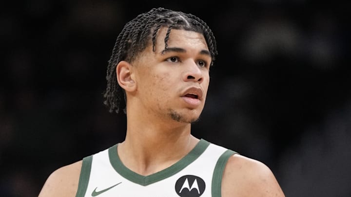 Mar 10, 2026; Milwaukee, Wisconsin, USA;  Milwaukee Bucks forward Ousmane Dieng (21) during the game against the Phoenix Suns at Fiserv Forum. Mandatory Credit: Jeff Hanisch-Imagn Images