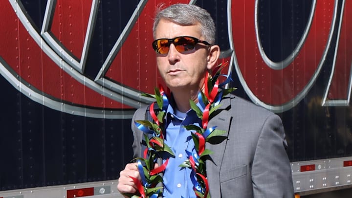 Oct 12, 2024; Provo, Utah, USA; Arizona Wildcats head coach Brent Brennan arrives before the game against the Brigham Young Cougars at LaVell Edwards Stadium Oct 12, 2024; Provo, Utah, USA; Arizona Wildcats head coach Brent Brennan arrives before the game against the Brigham Young Cougars at LaVell Edwards Stadium