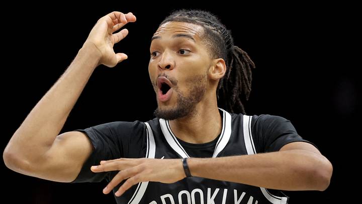 Dec 1, 2025; Brooklyn, New York, USA; Brooklyn Nets forward Ziaire Williams (1) celebrates his three point shot against the Charlotte Hornets during the first quarter at Barclays Center. Mandatory Credit: Brad Penner-Imagn Images Dec 1, 2025; Brooklyn, New York, USA; Brooklyn Nets forward Ziaire Williams (1) celebrates his three point shot against the Charlotte Hornets during the first quarter at Barclays Center. Mandatory Credit: Brad Penner-Imagn Images
