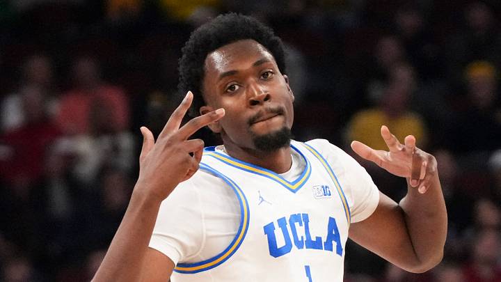 Mar 14, 2026; Chicago, IL, USA; UCLA Bruins center Xavier Booker (1) reacts after making a three point basket against the Purdue Boilermakers during the first half at United Center. Mandatory Credit: David Banks-Imagn Images Mar 14, 2026; Chicago, IL, USA; UCLA Bruins center Xavier Booker (1) reacts after making a three point basket against the Purdue Boilermakers during the first half at United Center. Mandatory Credit: David Banks-Imagn Images