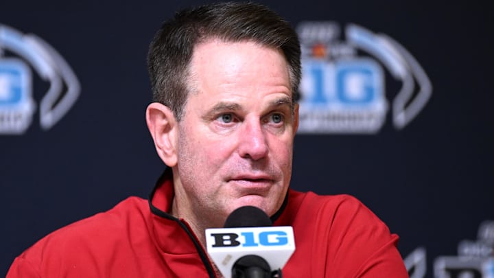 Indiana coach Curt Cignetti speaks in a press conference Dec. 6, 2025, after beating Ohio State in the 2025 Big Ten championship game at Lucas Oil Stadium.