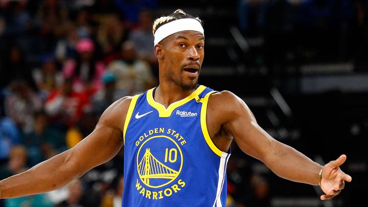 Apr 1, 2025; Memphis, Tennessee, USA; Golden State Warriors forward Jimmy Butler III (10) reacts during the third quarter against the Memphis Grizzlies at FedExForum. Mandatory Credit: Petre Thomas-Imagn Images Apr 1, 2025; Memphis, Tennessee, USA; Golden State Warriors forward Jimmy Butler III (10) reacts during the third quarter against the Memphis Grizzlies at FedExForum. Mandatory Credit: Petre Thomas-Imagn Images