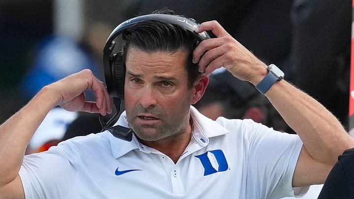 Sep 19, 2026; Durham, North Carolina, USA; Duke Blue Devils head coach Manny Diaz looks on against the Stanford Cardinal during the first half at Wallace Wade Stadium. Mandatory Credit: James Guillory-Imagn Images Sep 19, 2026; Durham, North Carolina, USA; Duke Blue Devils head coach Manny Diaz looks on against the Stanford Cardinal during the first half at Wallace Wade Stadium. Mandatory Credit: James Guillory-Imagn Images